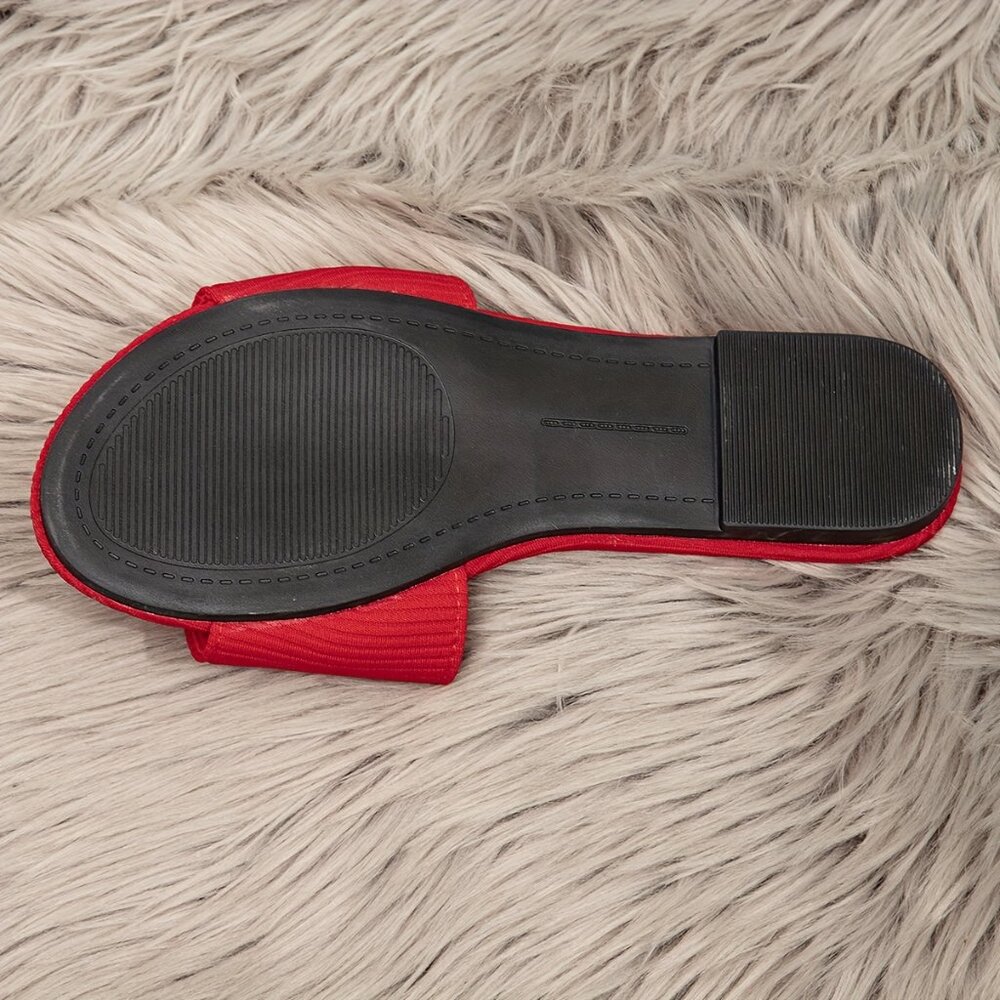Red Casual Open Toe Flat Summer Shoes Sandals - Picture 5 of 5